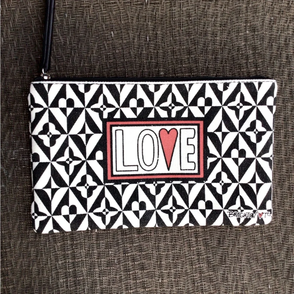 Brighton Black/White Geometric LOVE Clutch Bag